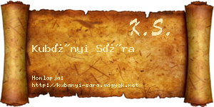 Kubányi Sára névjegykártya