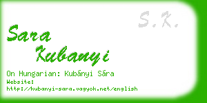 sara kubanyi business card